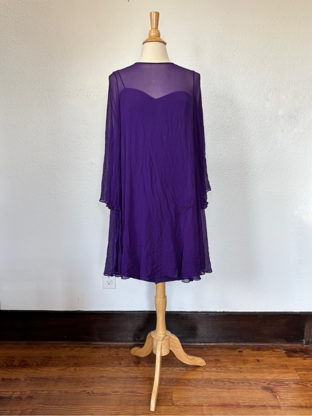 Vintage Neiman Marcus Old Money Silk Purple Two Piece Cocktail Dress